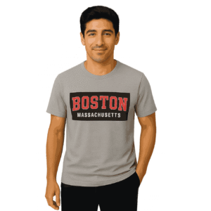 Gray T-Shirt with Bold Boston